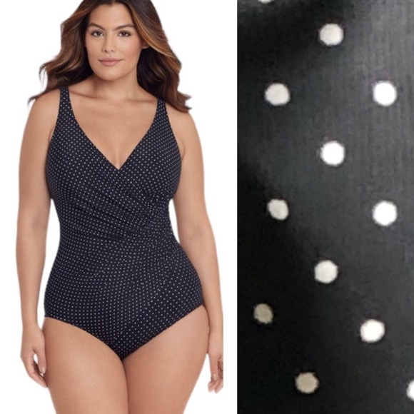 Miraclesuit Black And White Polkadot One Piece Size 20W - Picture 1 of 14